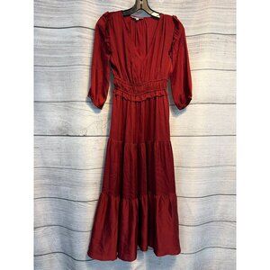 Tucker Tiered Silk Maxi Dress With Ruffle Size XS